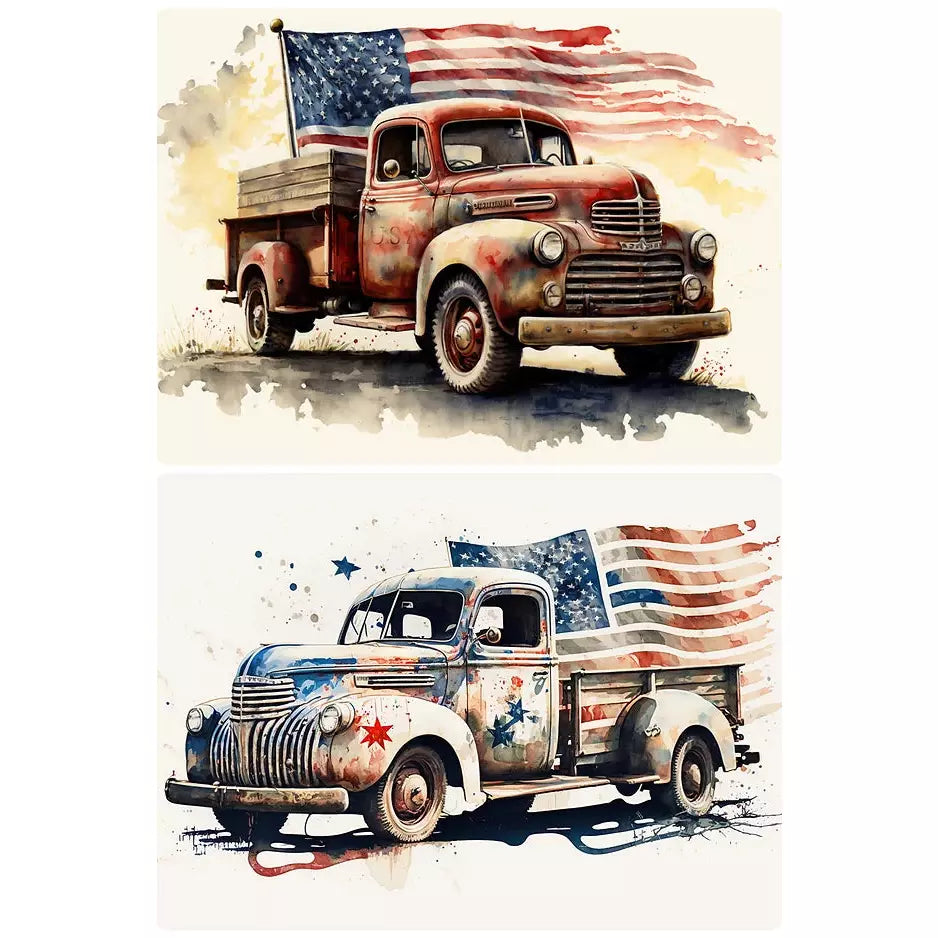0344 - Rice Paper - Reba Rose Creations - Patriotic Truck