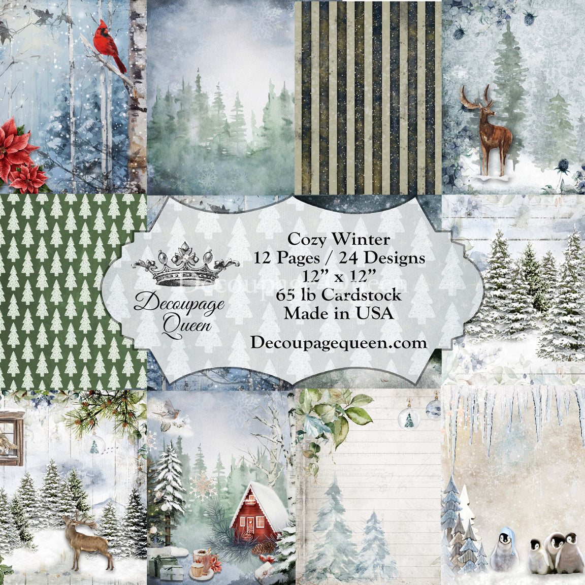 Decoupage Queen Cozy Winter Scrapbook Set - Size 12 x 12