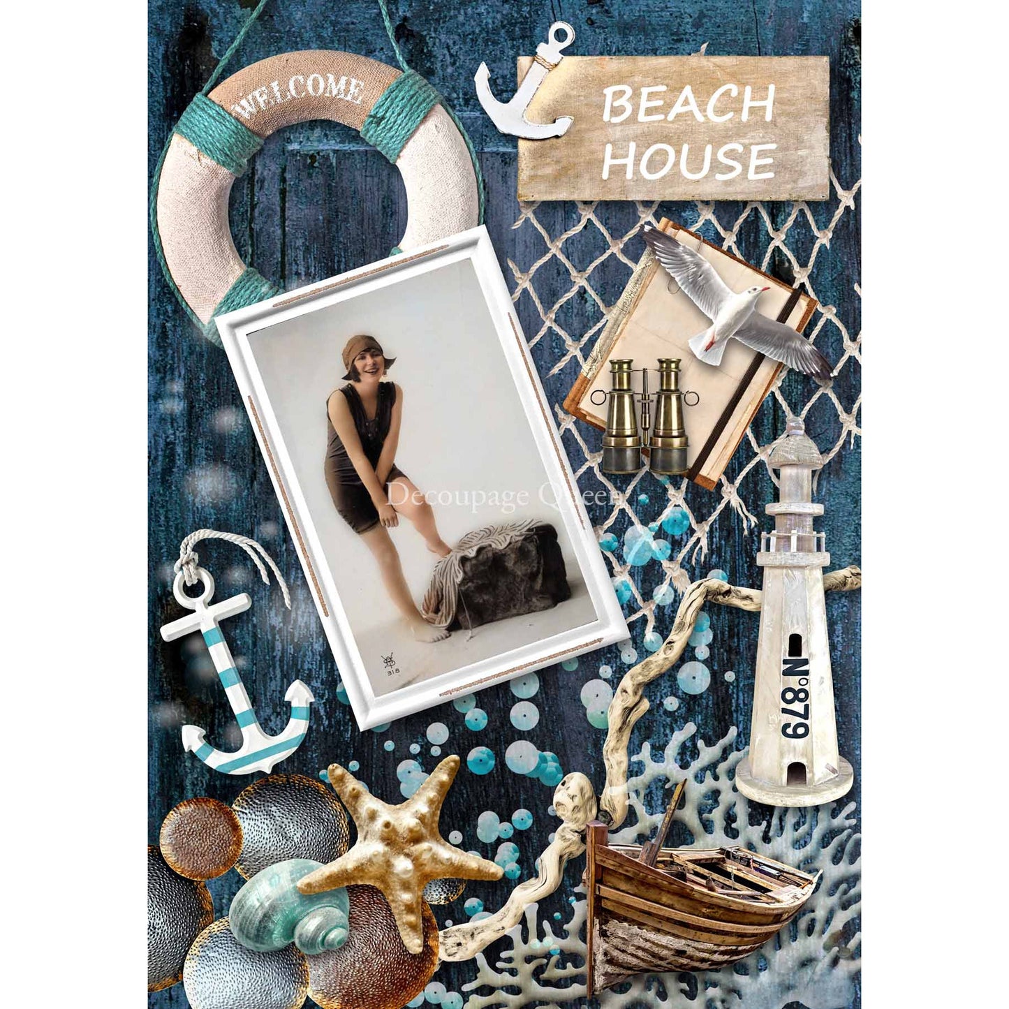 Copy of 0403- Rice Paper - Decoupage Queen - Beach House Memories