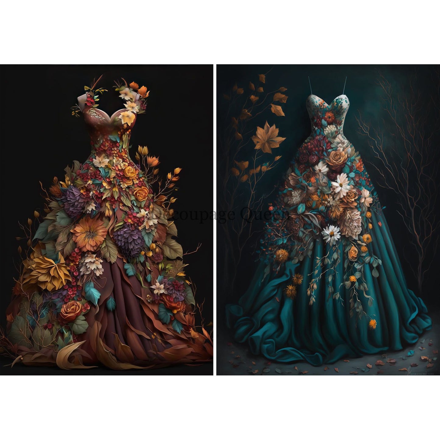 0482_A4- Rice Paper - Decoupage Queen - Autumn Gowns