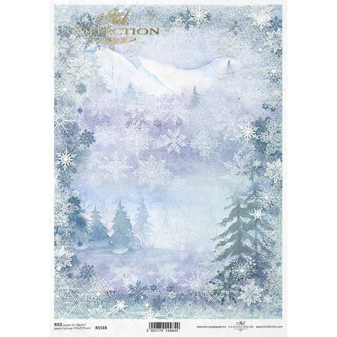 R1518 - Decoupage Rice Paper - Christmas, with winter motifs, winter, star, stars, snowflake