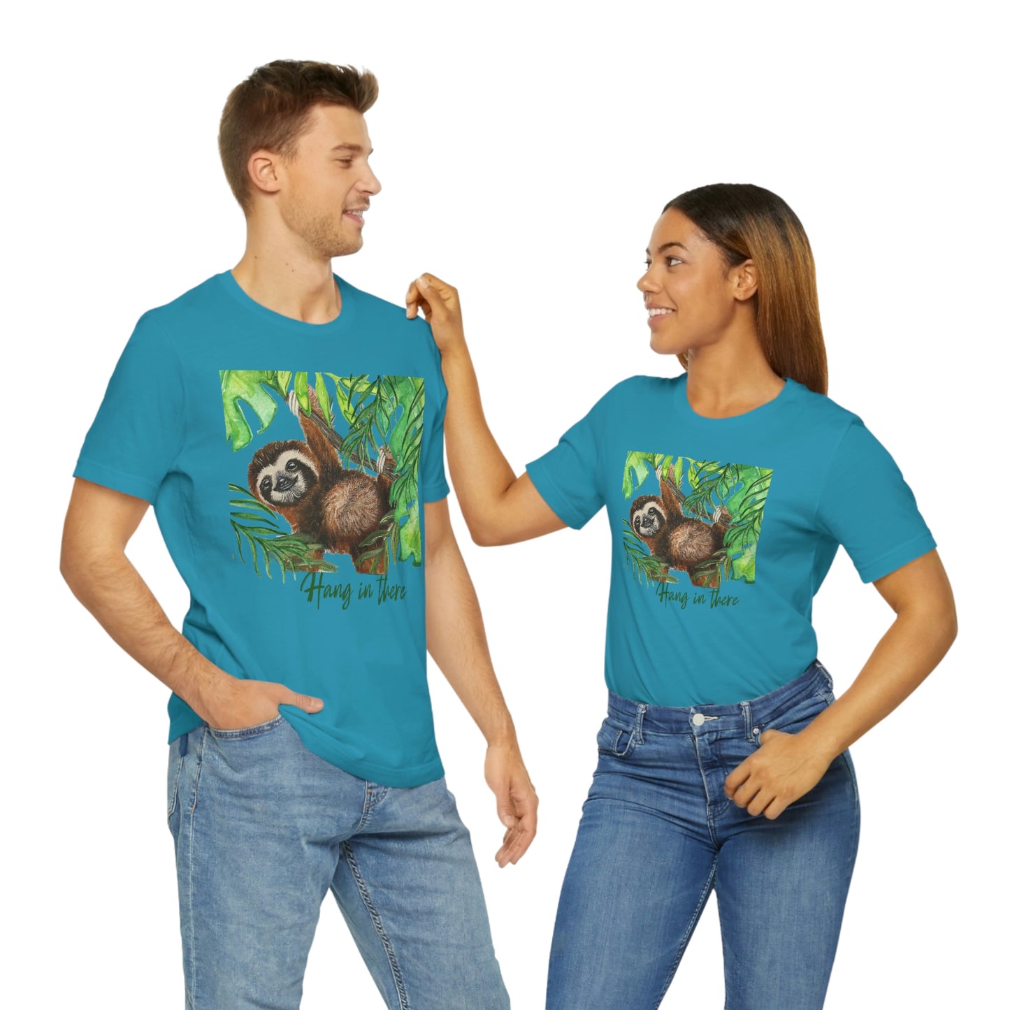 Sloth - Hang In There - Bella+Canvas Crew Neck Short Sleeve Tee - Unisex Jersey
