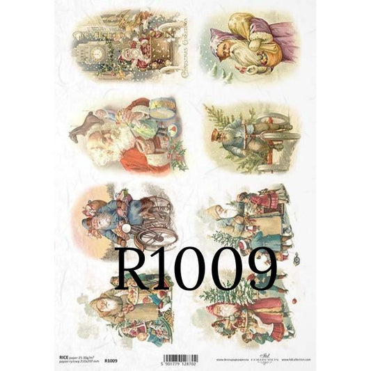 R1009 - Decoupage Rice Paper - Vintage, retro, Christmas, Christmas, Christmas, Santa Claus
