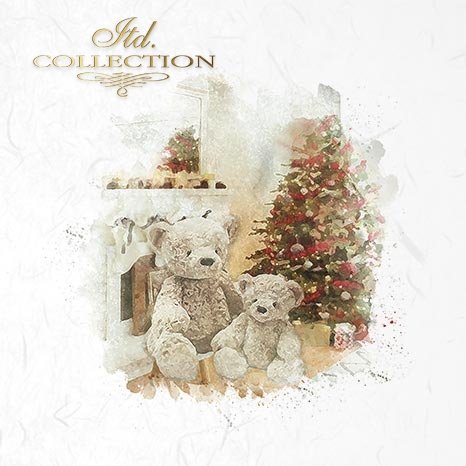 RSM025 - Decoupage Rice paper mini set - Teddy bear, teddy bear, teddy bear under the Christmas tree, Christmas, Christmas