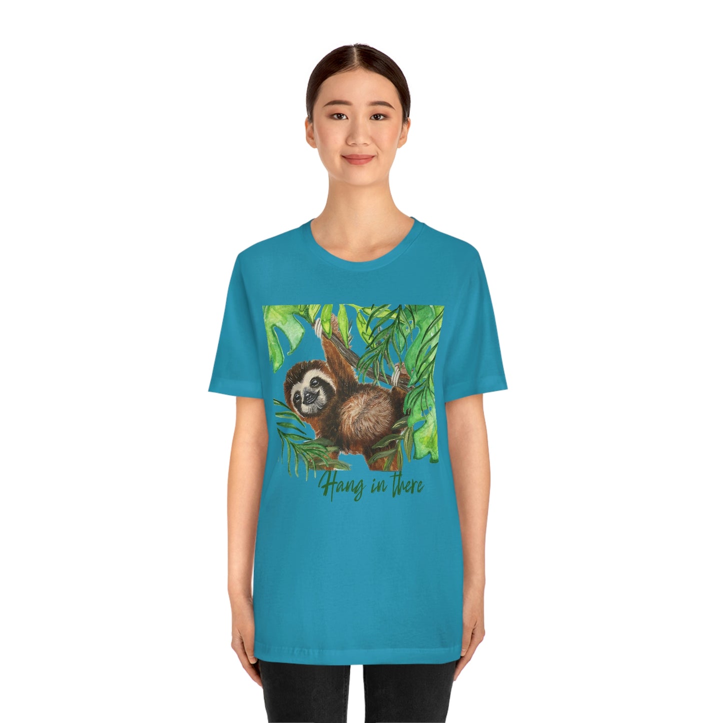 Sloth - Hang In There - Bella+Canvas Crew Neck Short Sleeve Tee - Unisex Jersey