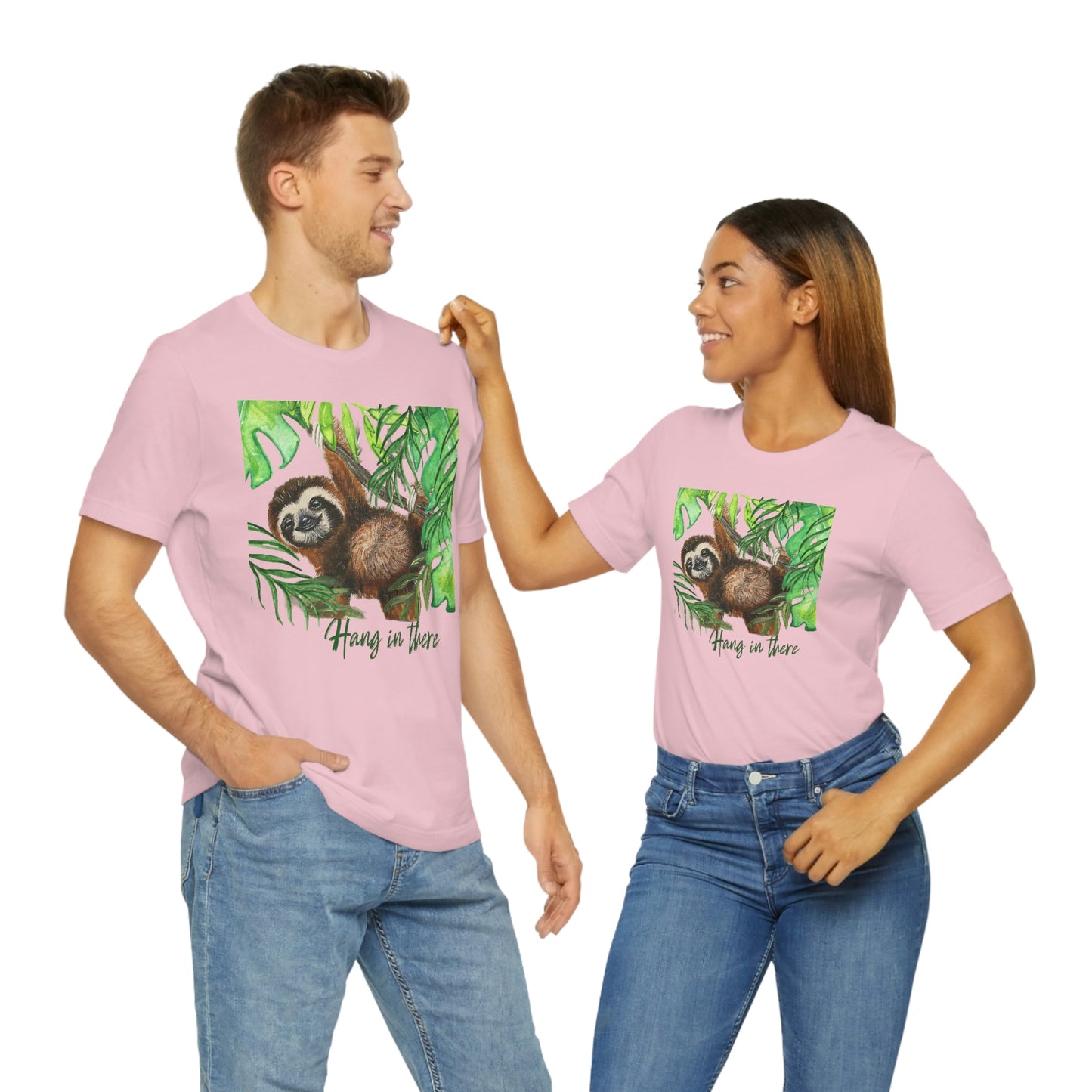 Sloth - Hang In There - Bella+Canvas Crew Neck Short Sleeve Tee - Unisex Jersey