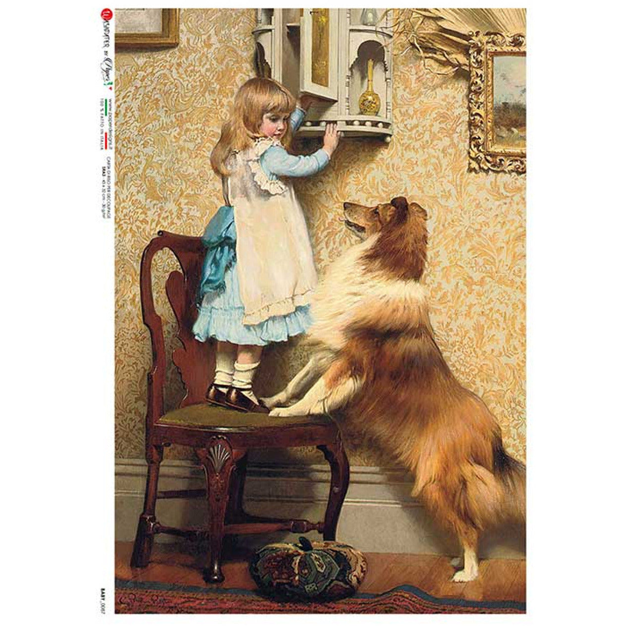 0087A4 - Rice Paper - Paper Designs - Girl and Collie