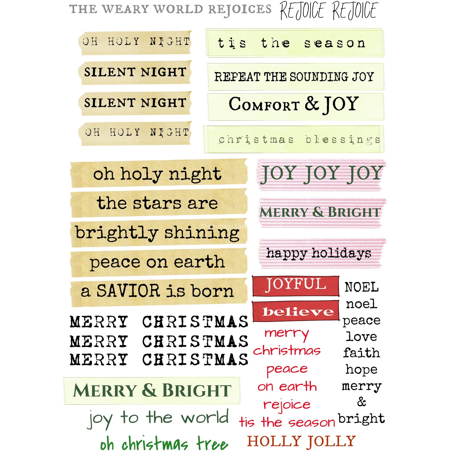 0361 - Rice Paper - Decoupage Queen - Ellen J Goods Christmas Sentiments