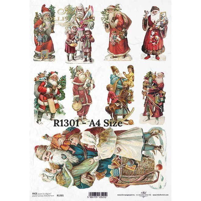 R1301 - Decoupage Rice Paper - Vintage, retro, Christmas, Christmas, Christmas, Santa Claus