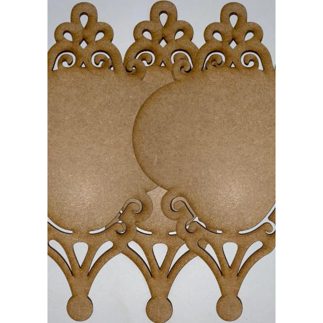 3 Pack -  Scroll Ornament - MDF Wood Surface to Paint