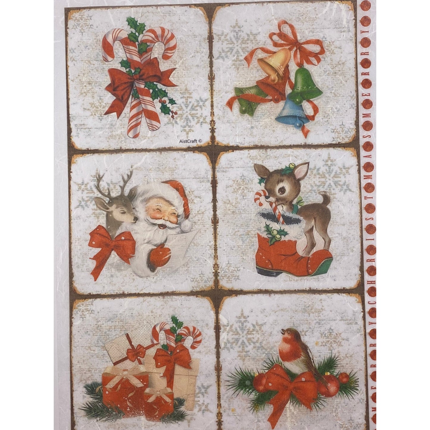 21399 - Decoupage Rice Paper - Santa and Deer, Vintage Christmas, Retro Christmas