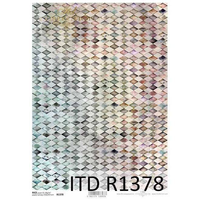 R1378 - Decoupage Rice Paper - Decoupage paper * geometric figures, colorful, Harlequin, background, backgrounds, wallpaper
