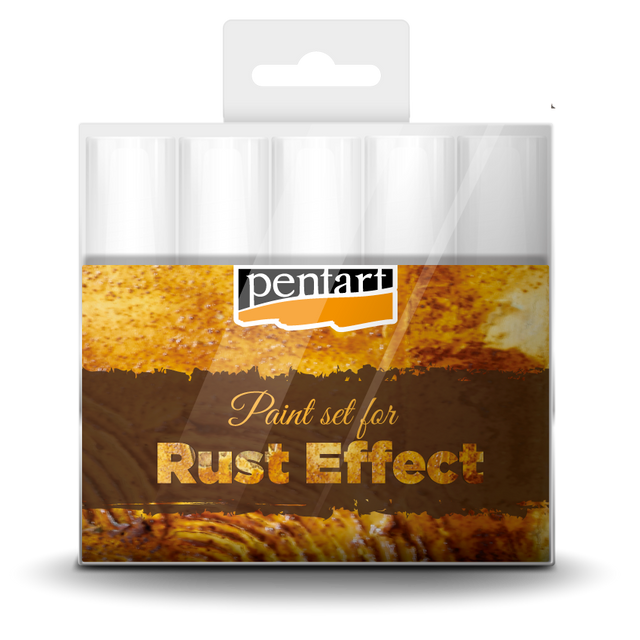 Pentart - Rust Effect Paint - 4 x 20 ml (.80 ounces) acrylic paint, 1 x 20 ml (.80 ounces) 3D powder