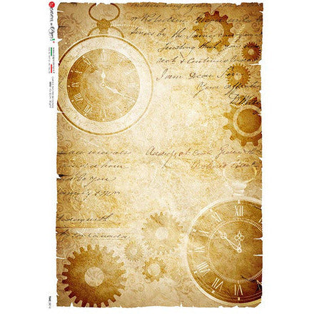 0016 - Rice Paper - Paper Designs - Time - Pocket Watches & Cogs