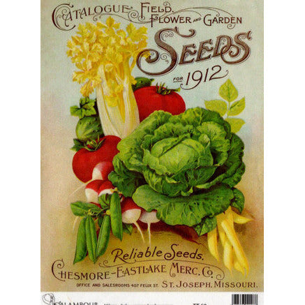 vintage garden seeds TT68 - A4 - Decoupage Rice Paper - Calambour - Vintage Seed Catalog