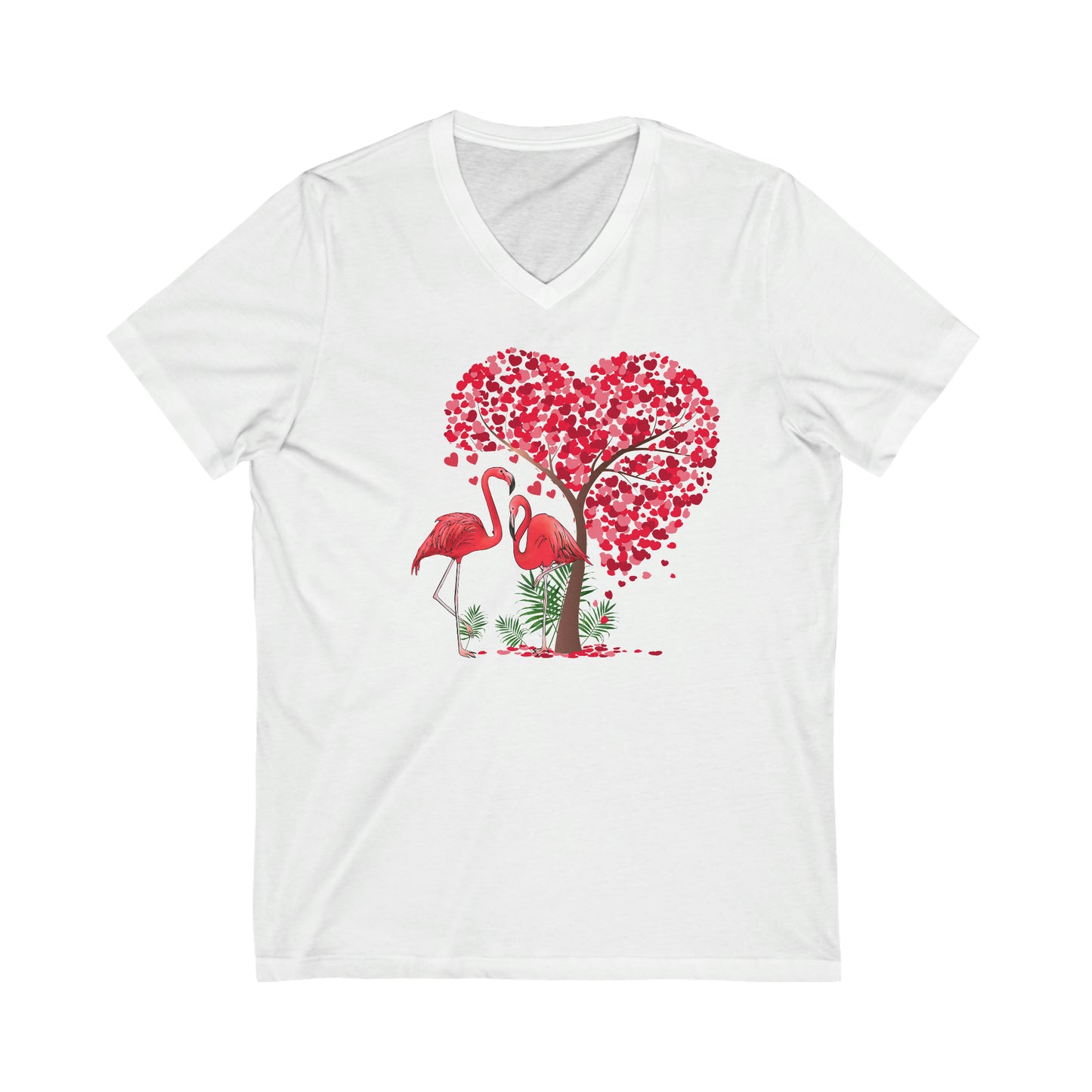 Flamingo Love Short Sleeve V-Neck Tee