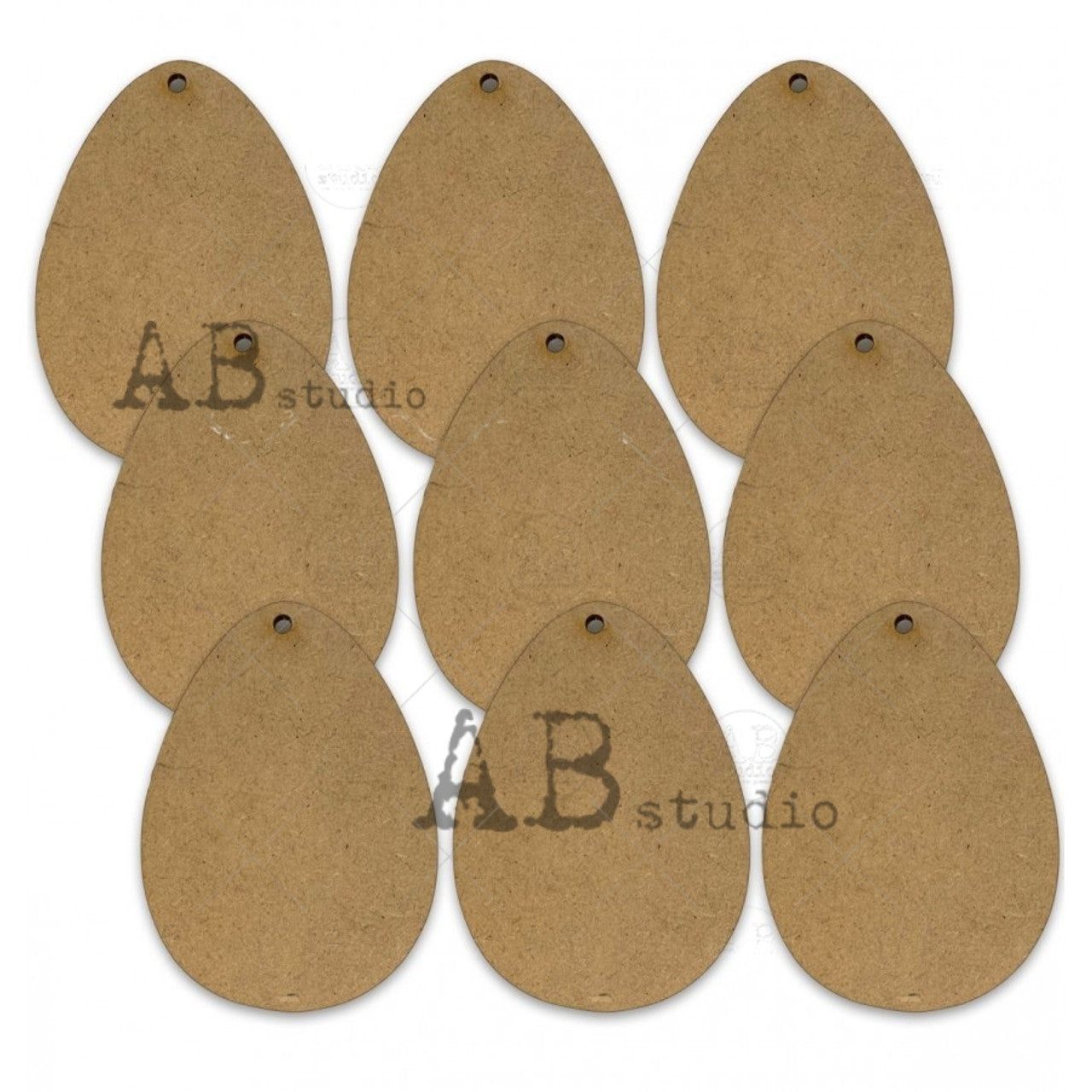 9 pcs - 7 cm / 2.75 in. Hanging Eggs MDF Wood Base Unfinished
