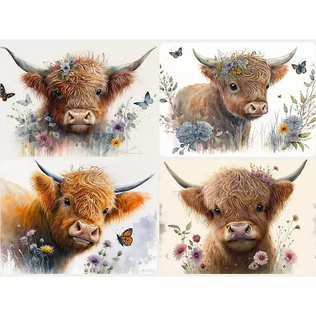 0201 - Rice Paper - Reba Rose Creations - Highland Cow Babies