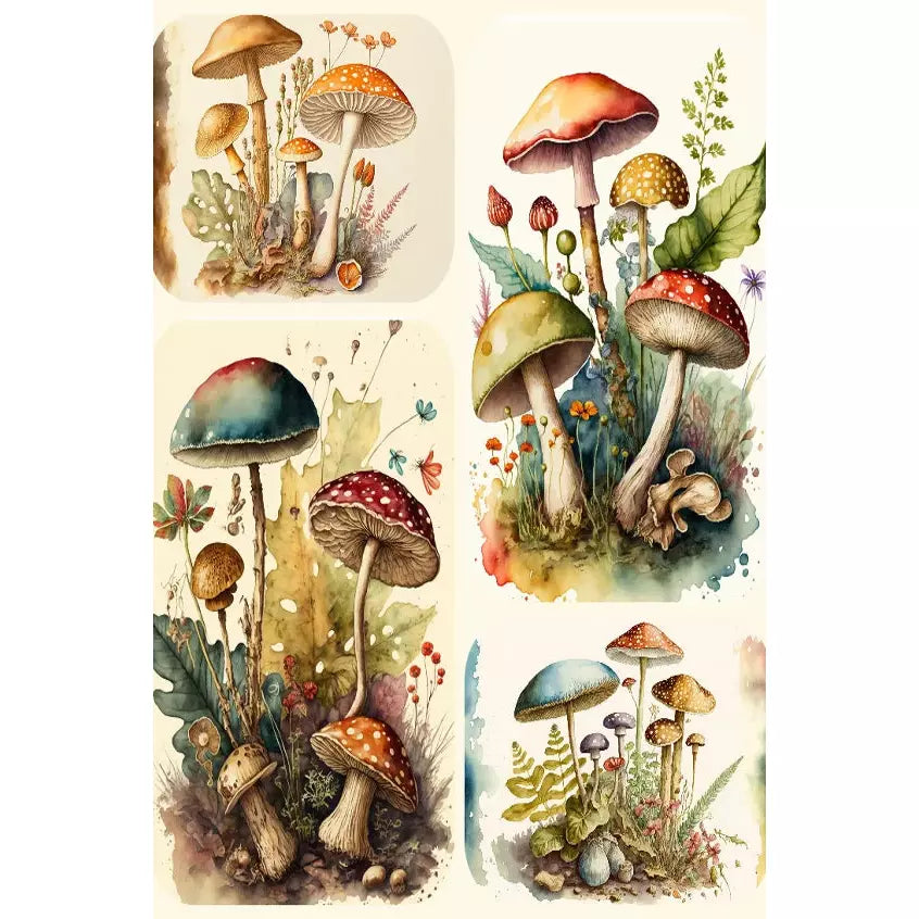 0153 - Rice Paper - Reba Rose Creations - Vintage Mushroom Collage