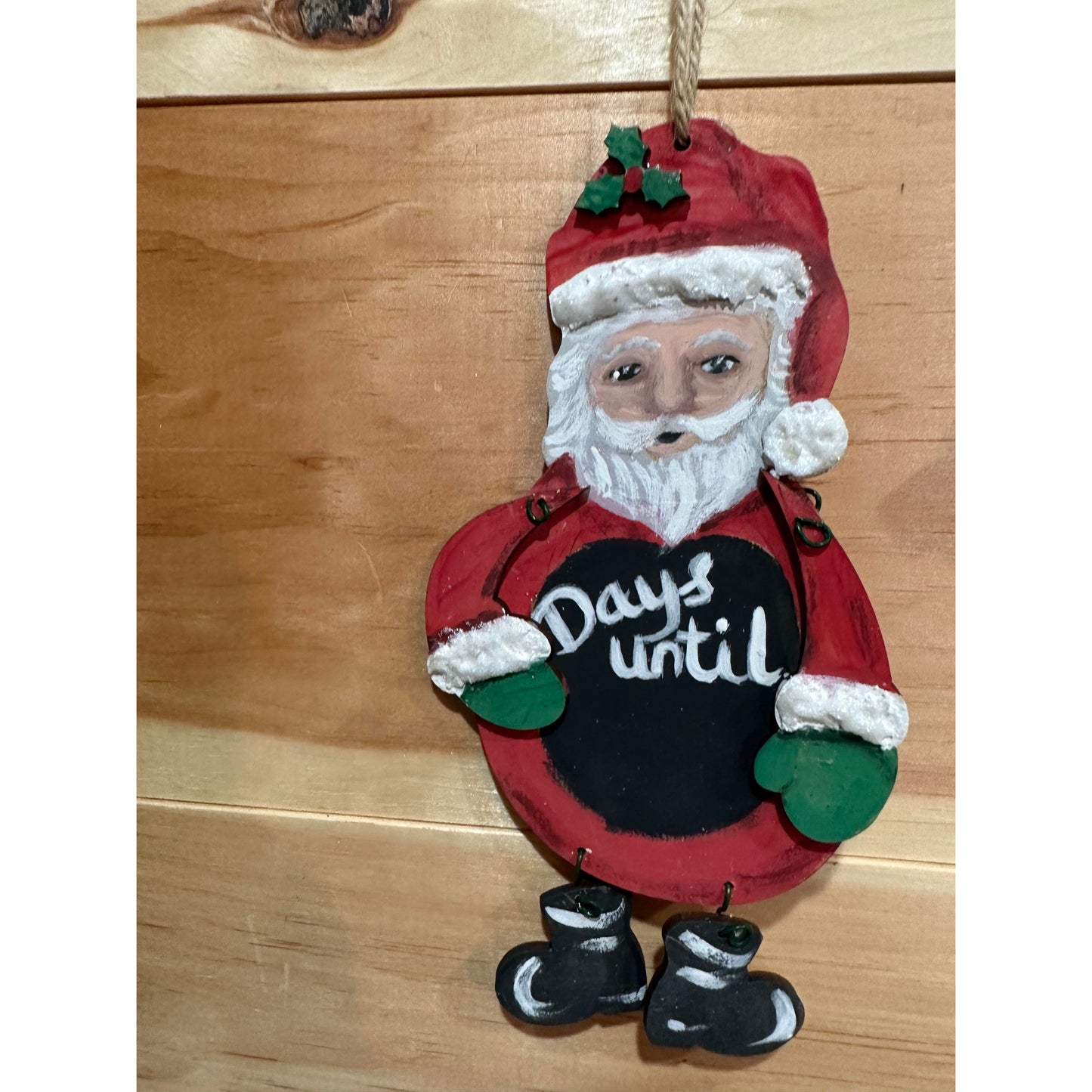 MDF Ornament Countdown Santa 4 x 6-3/4" x 1/8" - Unfinished, Predrilled hole for hanger.