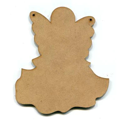 MDF Angel Ornament is 5 1/2" tall  x 4 3/4" wide Predrilled hole for hanger.