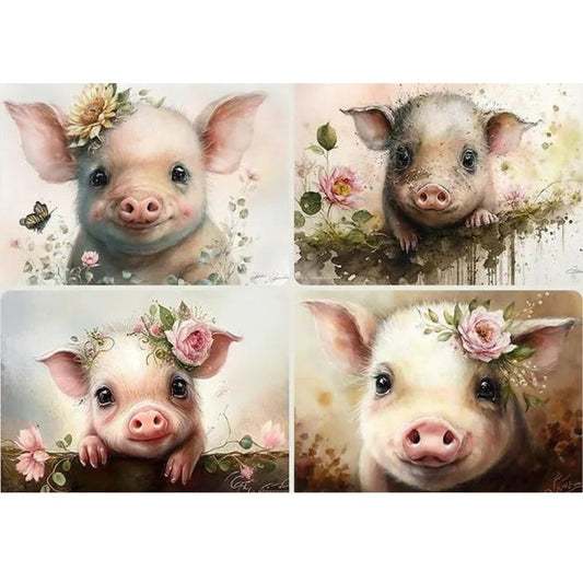 0197 - Rice Paper - Reba Rose Creations - Baby Piglets