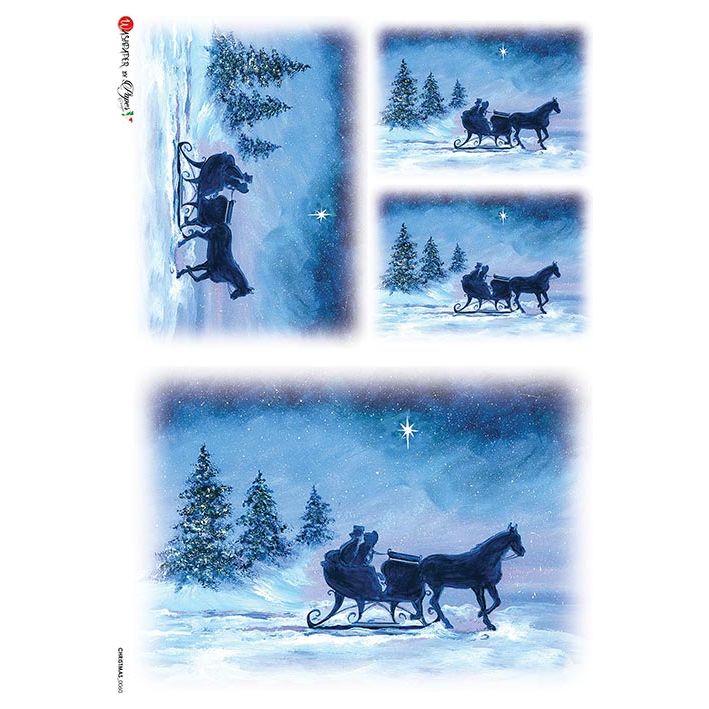 0060 - Rice Paper - Paper Designs - Christmas - Dashing Through the Snow