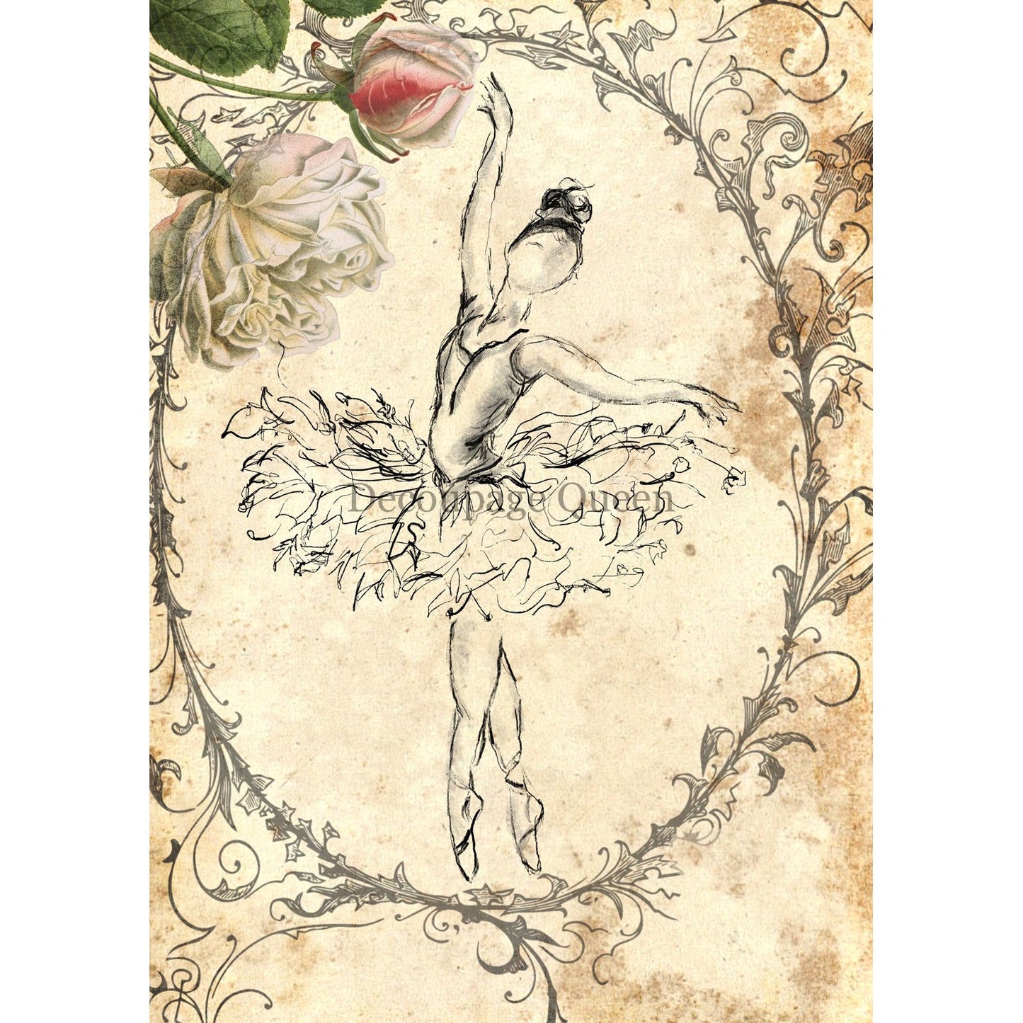 0450_A4 - Rice Paper - Decoupage Queen - Sweet & Sassy Floral Dancer