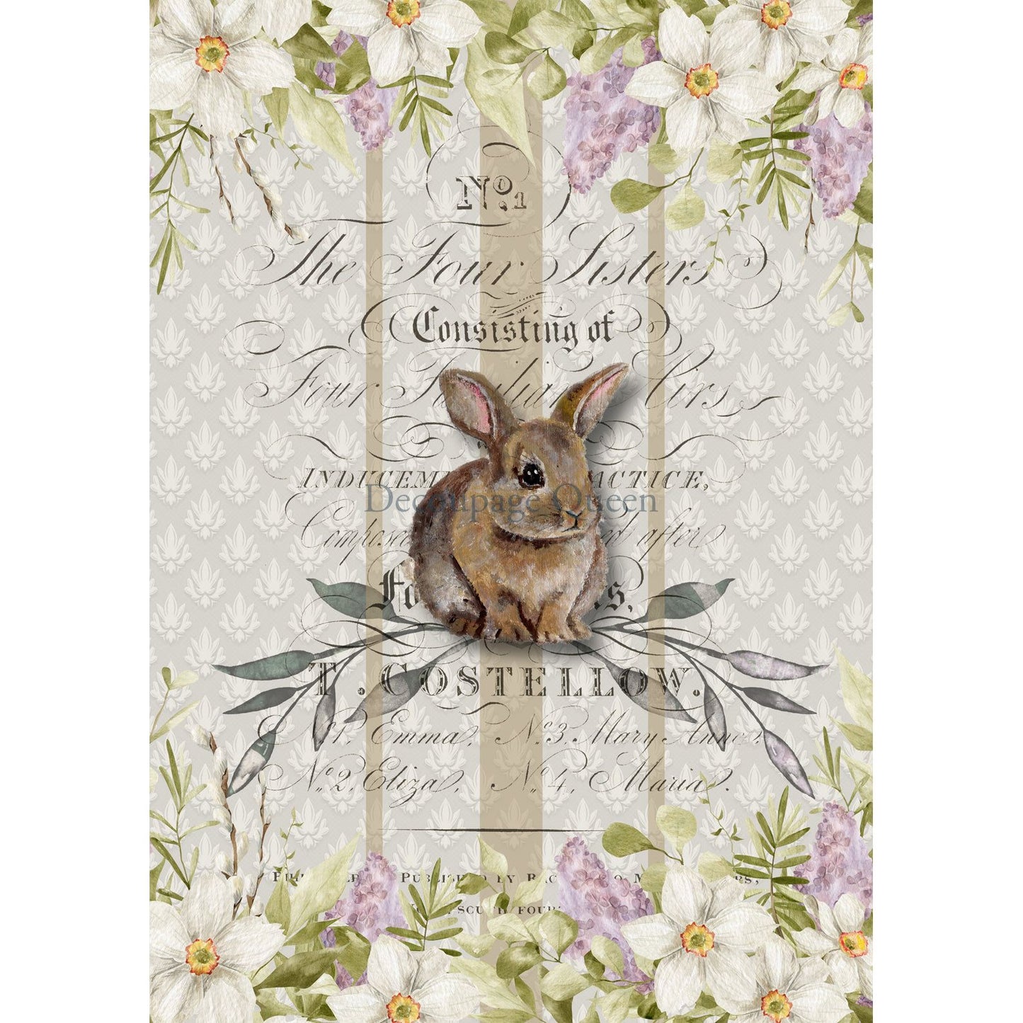 0546 - Rice Paper - Decoupage Queen -Painted Bunny