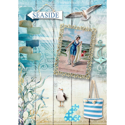 0568 - Rice Paper - Decoupage Queen - Greetings from the Seaside