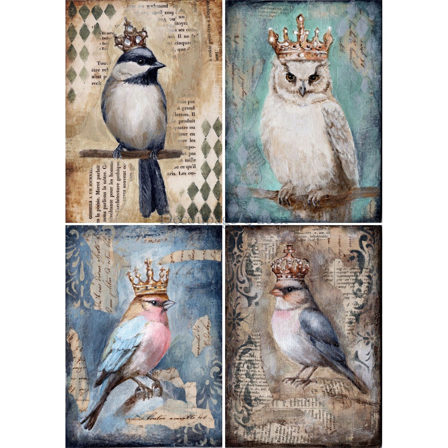 0587 - Rice Paper - Decoupage Queen - Teresa Rene Art the Four Birds