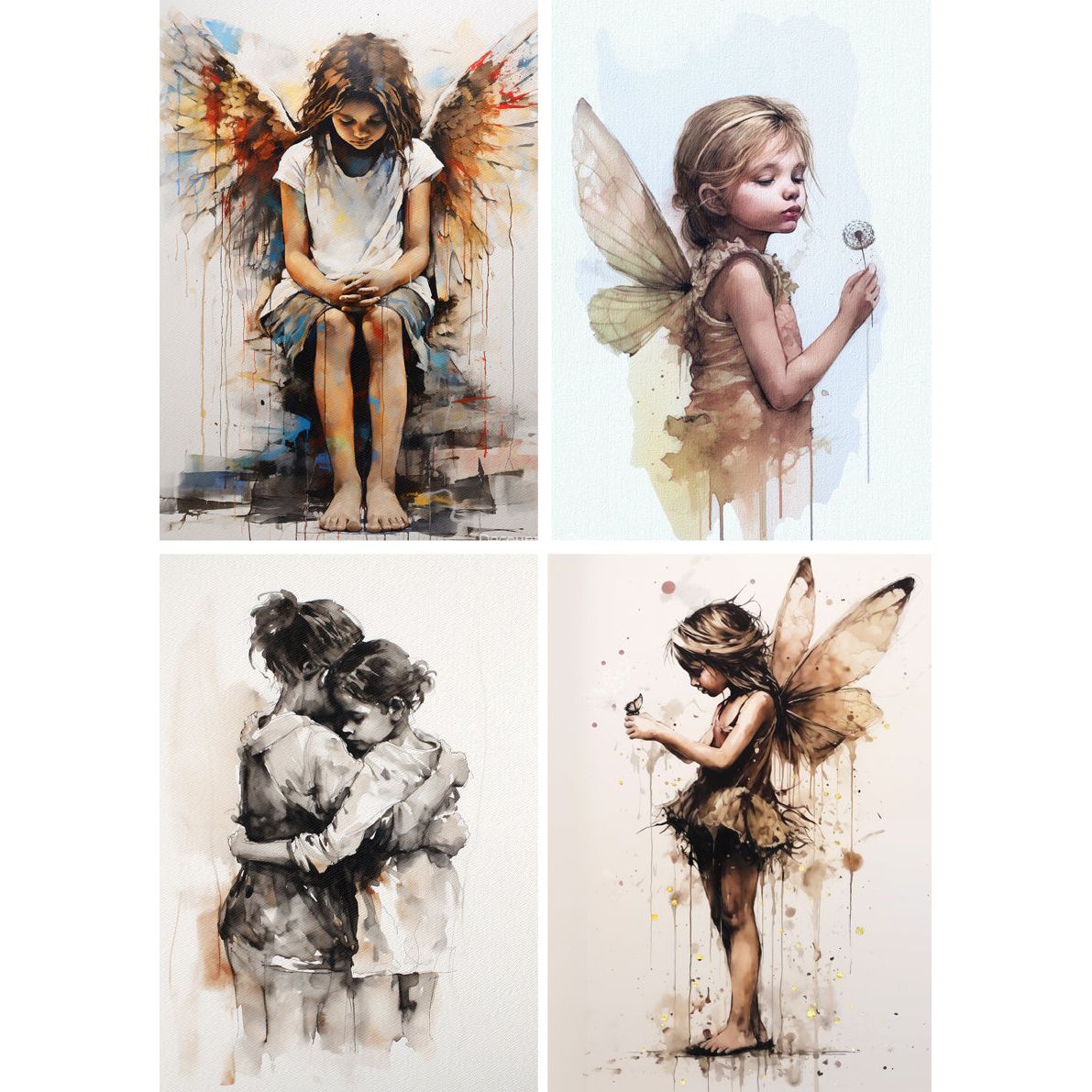 0592 - Rice Paper - Decoupage Queen - Andy Skinner Angels Four Pack - Fairy, Angel