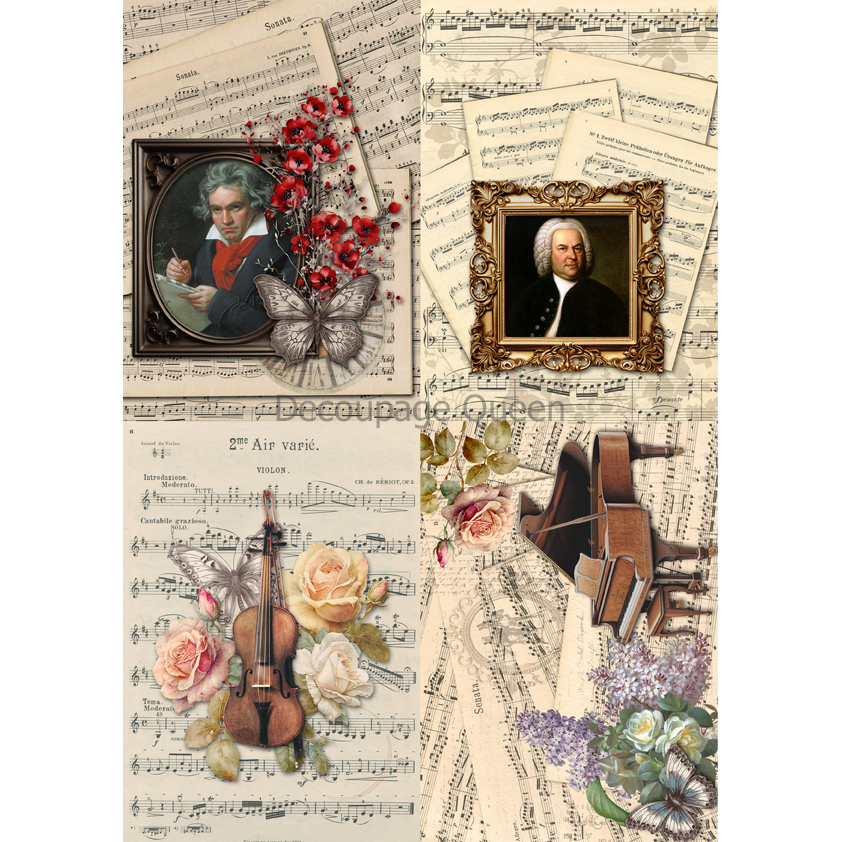 0607 - Rice Paper - Decoupage Queen - Dainty and the Queen Sonata 4 Pack (4 images on 1  page)