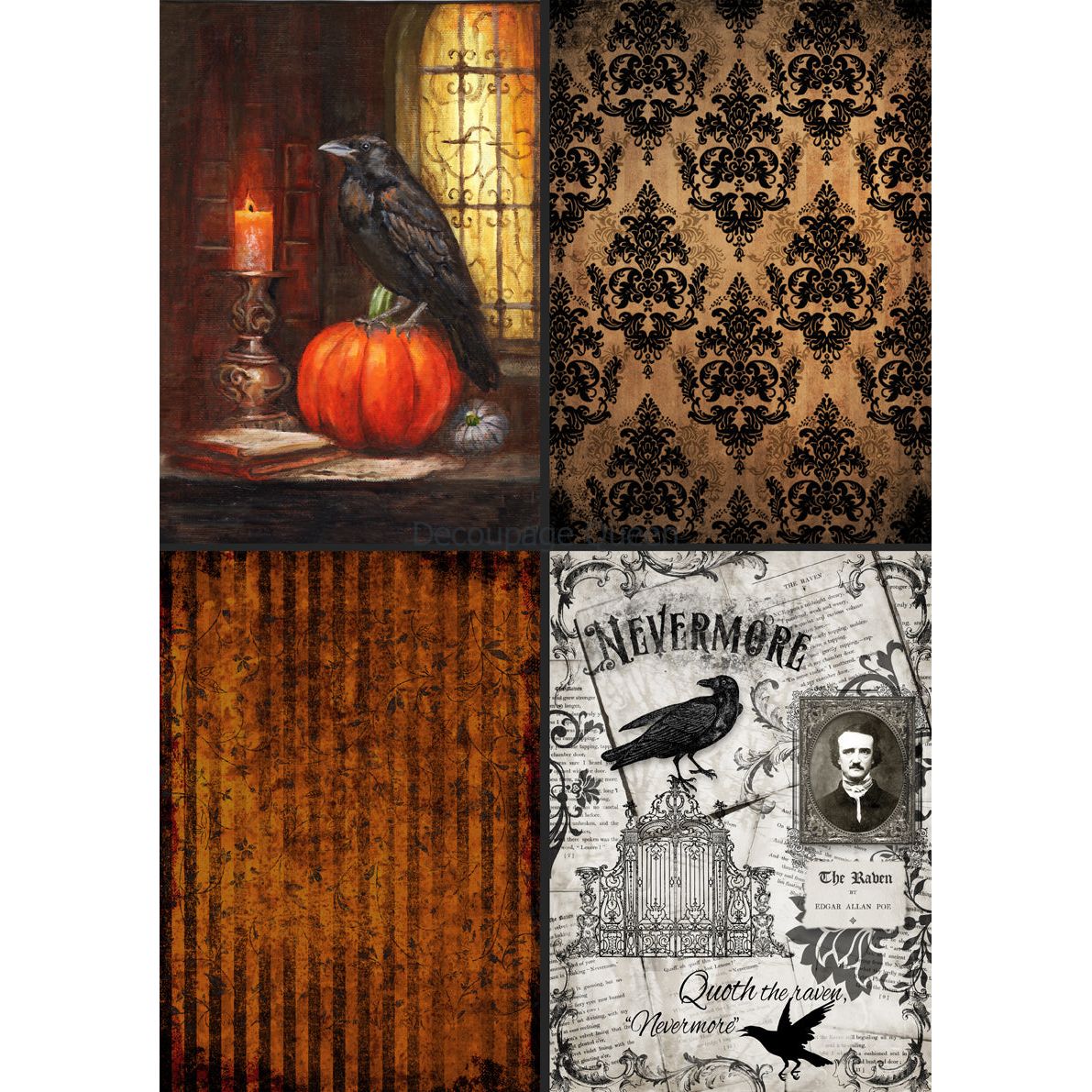 0622 - Rice Paper - Decoupage Queen - Gothic Four Pack (4 images on 1 page)