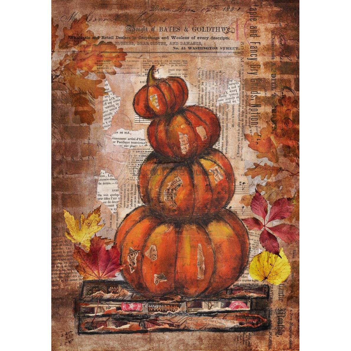 0630 - Rice Paper - Decoupage Queen - Grunge Pumpkins