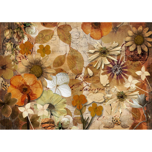 0636 - Rice Paper - Decoupage Queen - Pressed Autumn Flowers