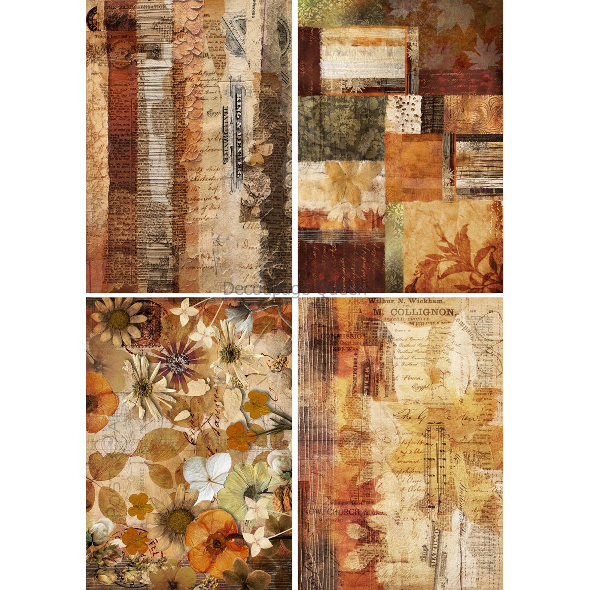 0633 - Rice Paper - Decoupage Queen - Fall Mixed Media Scenes 4 Pack (4 images on 1 page)