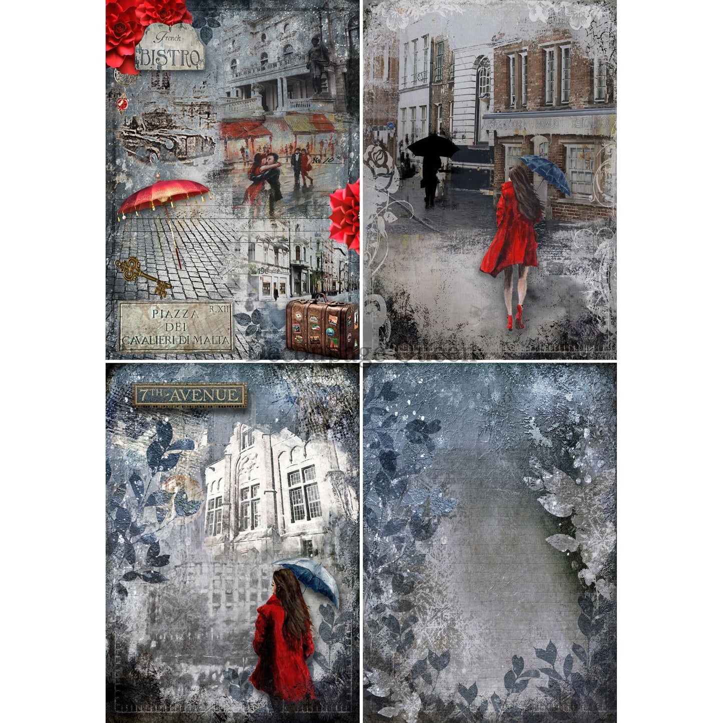Decoupage Queen In the City 4 Images Vellum Paper