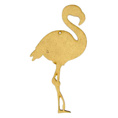 MDF Ornament Flamingo - unfinished 6" tall  Predrilled hole for hanger.