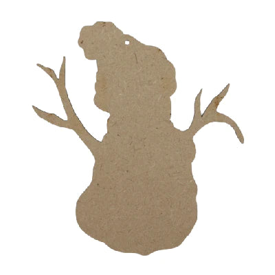 MDF Ornament Snowman Girl 5" by 4-1/2" wide - Unfinished, Predrilled hole for hanger.