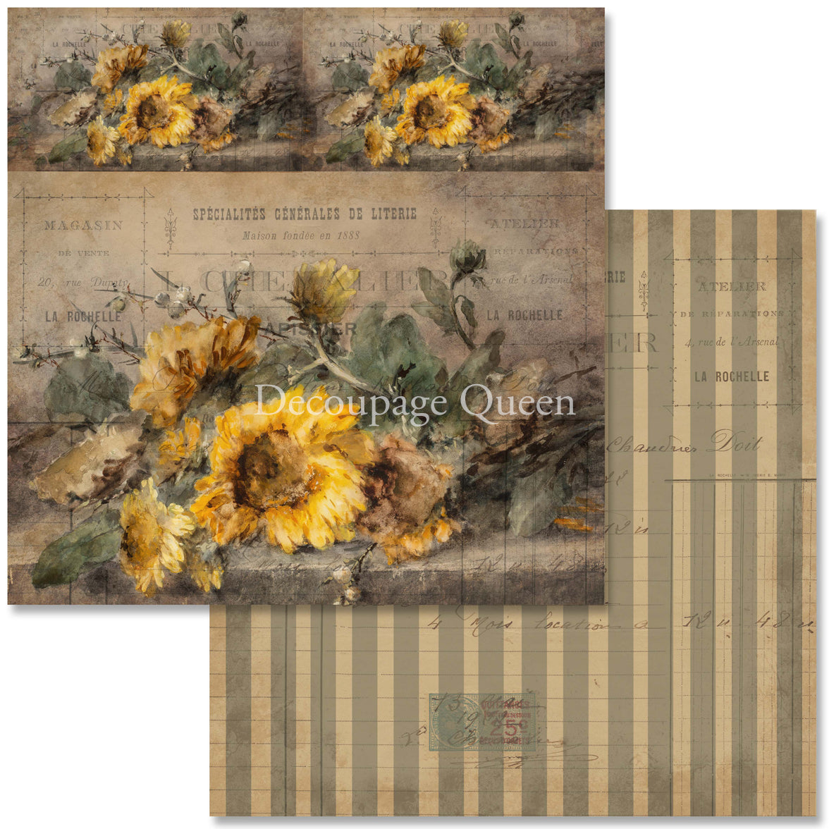 Decoupage Queen Sunflower Ephemera Scrapbook Set - Mini