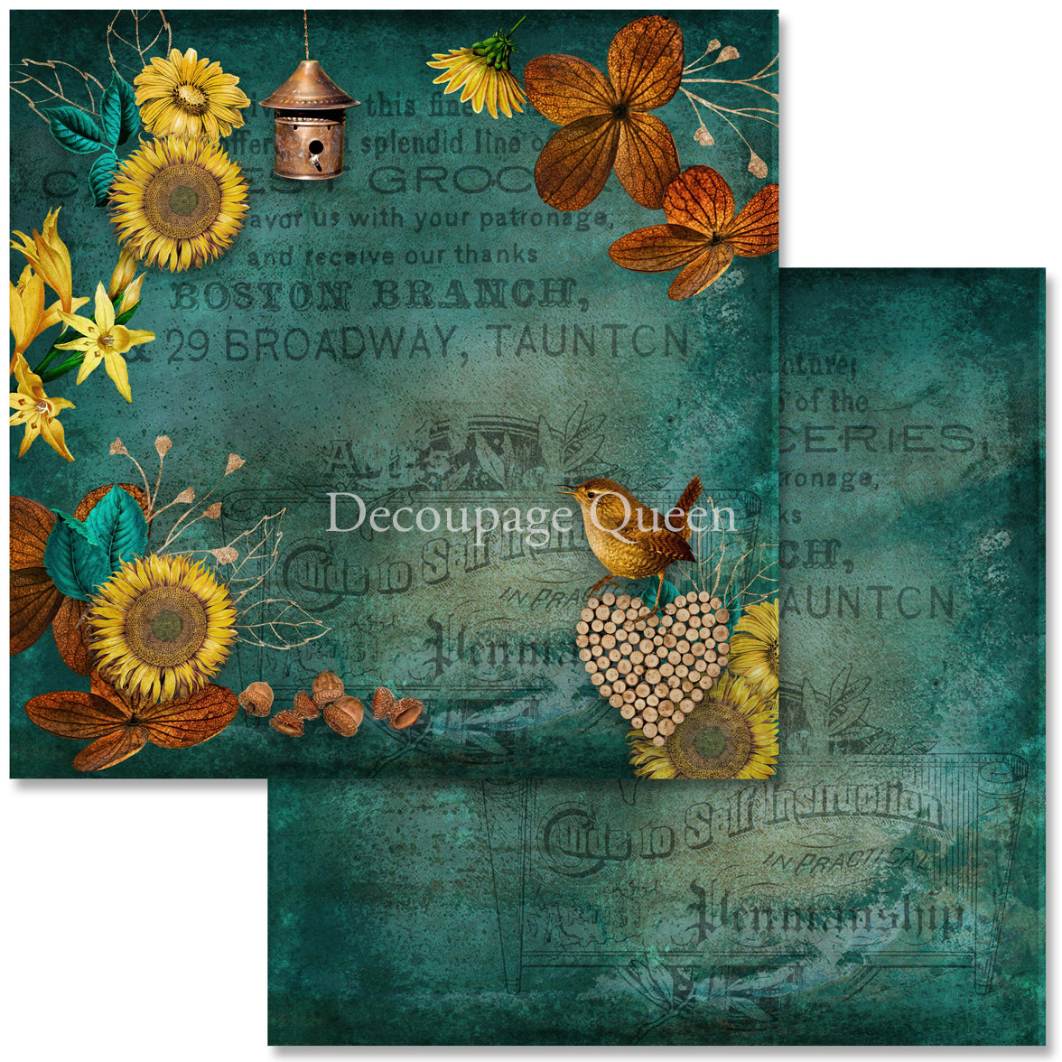 Decoupage Queen Sunflower Ephemera Scrapbook Set - Size 12" x 12"