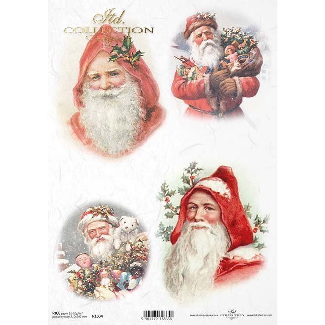 R1004 - Decoupage Rice Paper - Vintage, retro, Christmas, holidays, star, Santa Claus, Grandfather Frost, gifts, Santa Claus, children