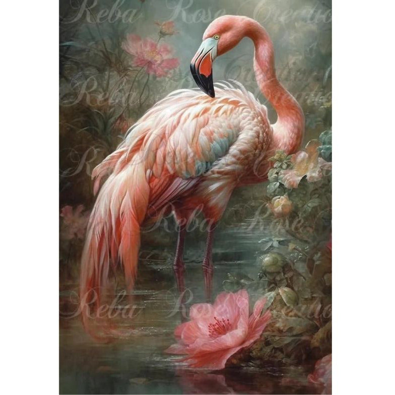 0370 - Rice Paper - Reba Rose Creations - Tropical Flamingo