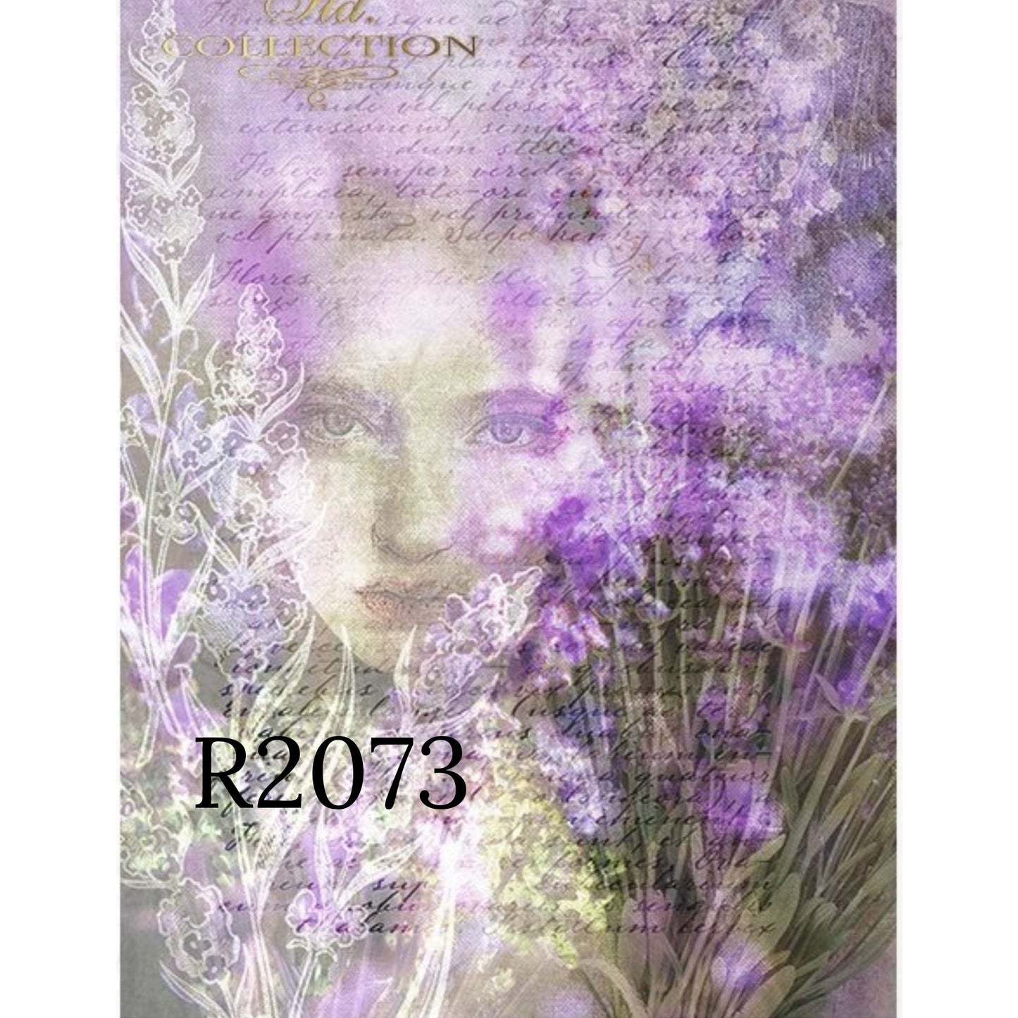 R2073 - Decoupage Rice Paper - woman's face, plants, lavender