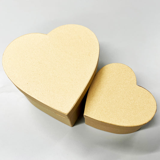 Set of 2 Nesting Boxes, Cardboard / Paper Mache Heart Shaped
