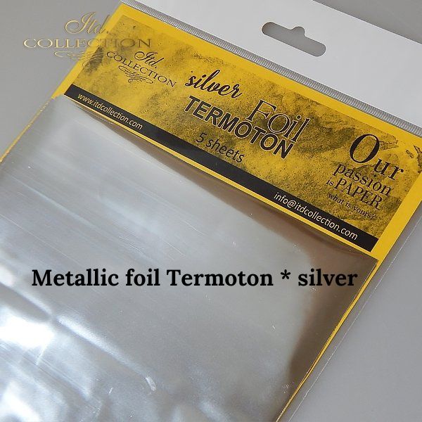 Metallic foil Termoton - Silver -  Pack of 5 sheets (6.1"x 6.1" square)