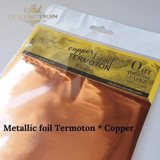 Metallic foil Termoton - Copper -  Pack of 5 sheets (6.1"x 6.1" square)