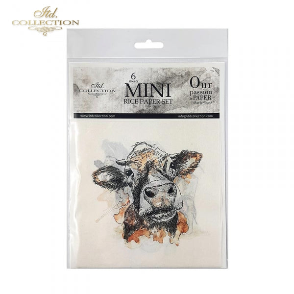 RSM003 - Decoupage Rice Paper mini set -  piglet, pig, sheep, cow