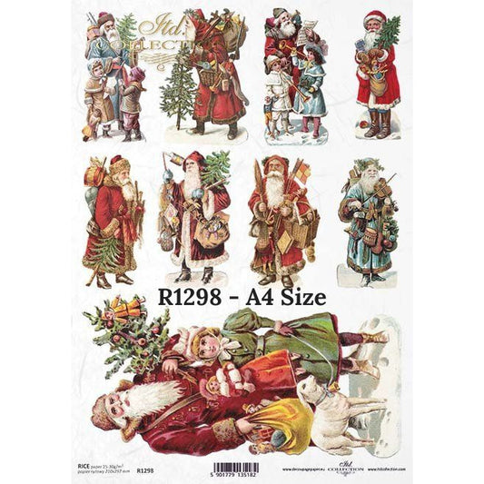 R1298 - Decoupage Rice Paper - Vintage, Christmas motifs, Santa Clauses